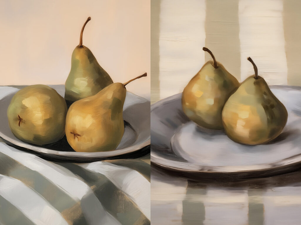 Poires sur une assiette — motif complet