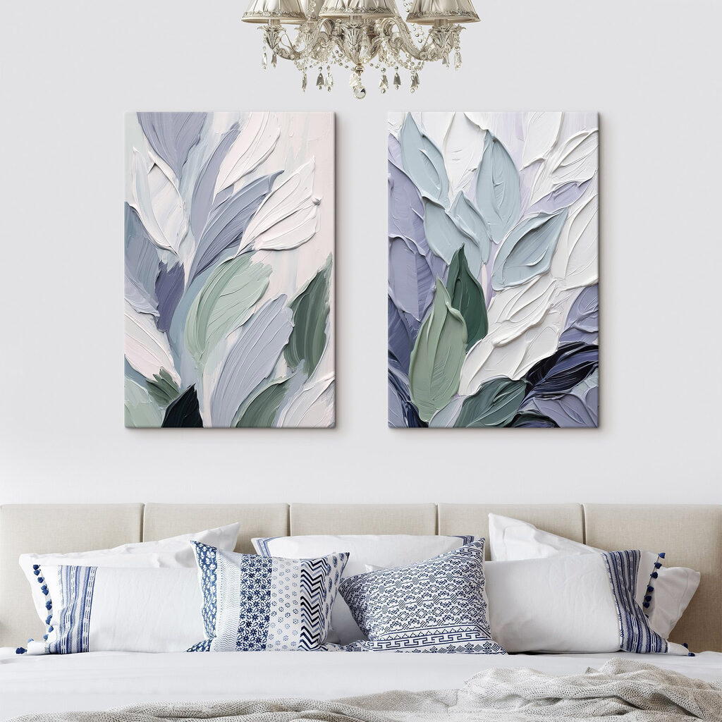 Feuilles en larges touches dans un intérieur
