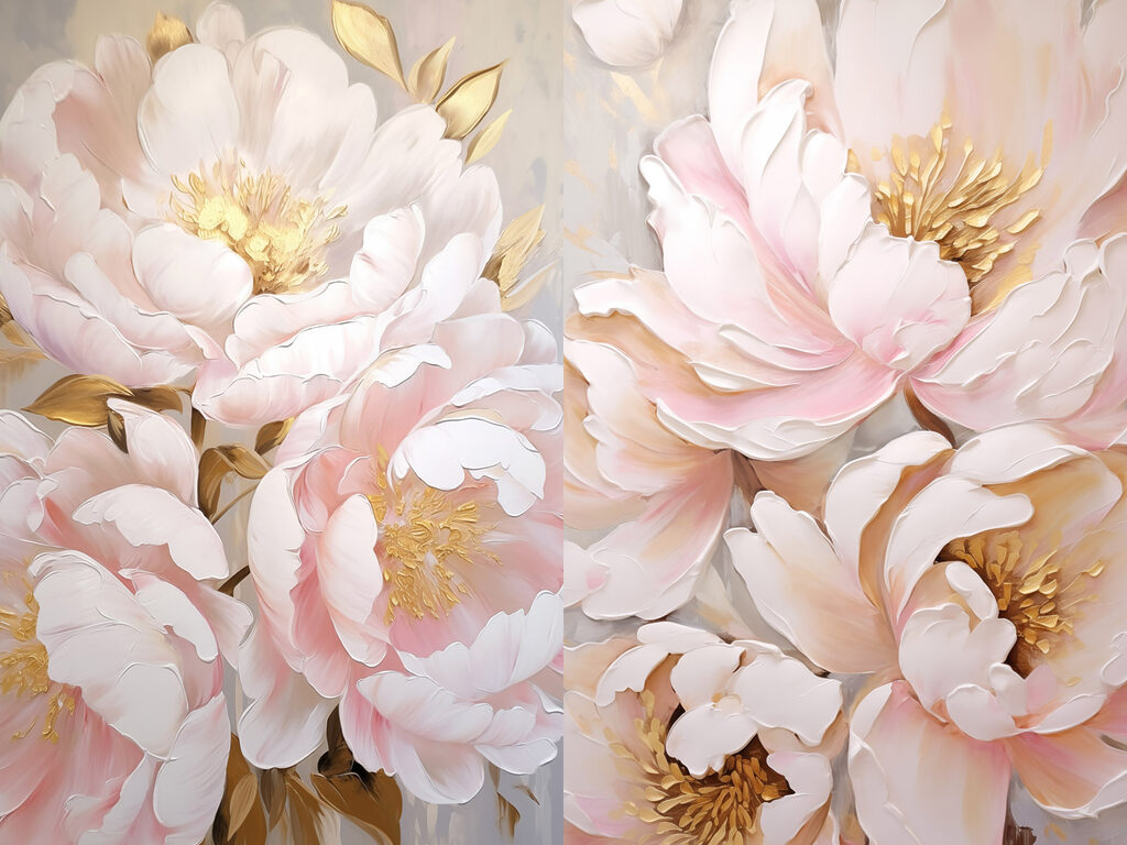 Fleurs en nuage rose — motif complet