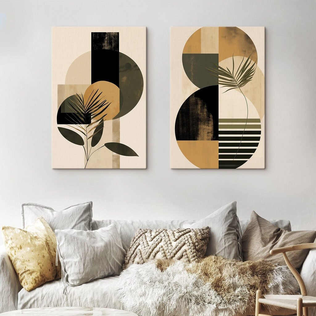 Palmes et cercles ocre — intérieur 2