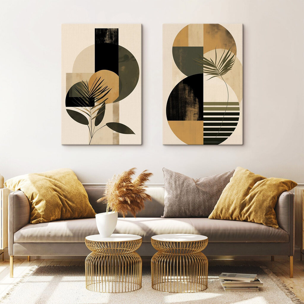 Palmes et cercles ocre — intérieur 1