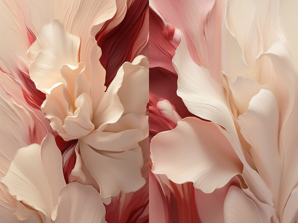 Pétales rouges et blancs — motif complet