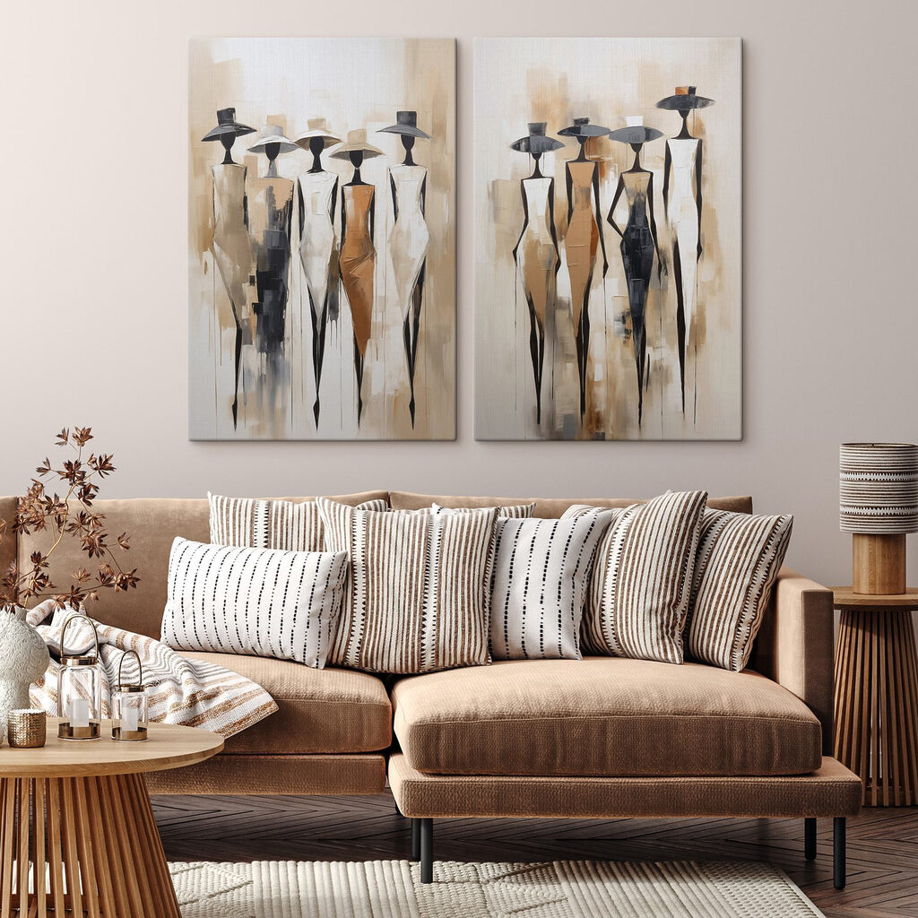 Silhouettes en chapeau dans un intérieur