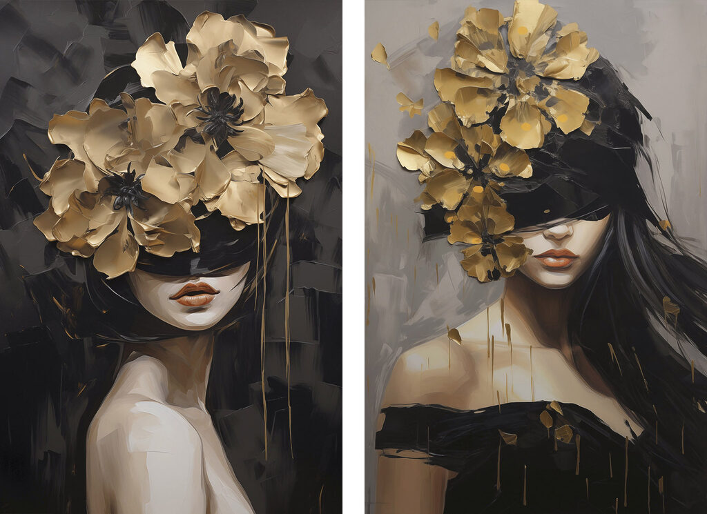 Regards voilés de fleurs — motif complet