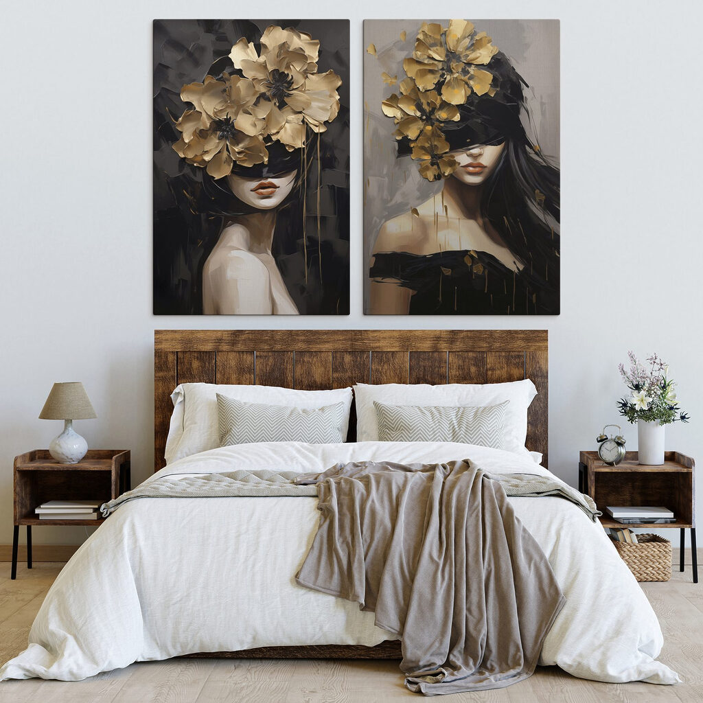 Regards voilés de fleurs dans un intérieur