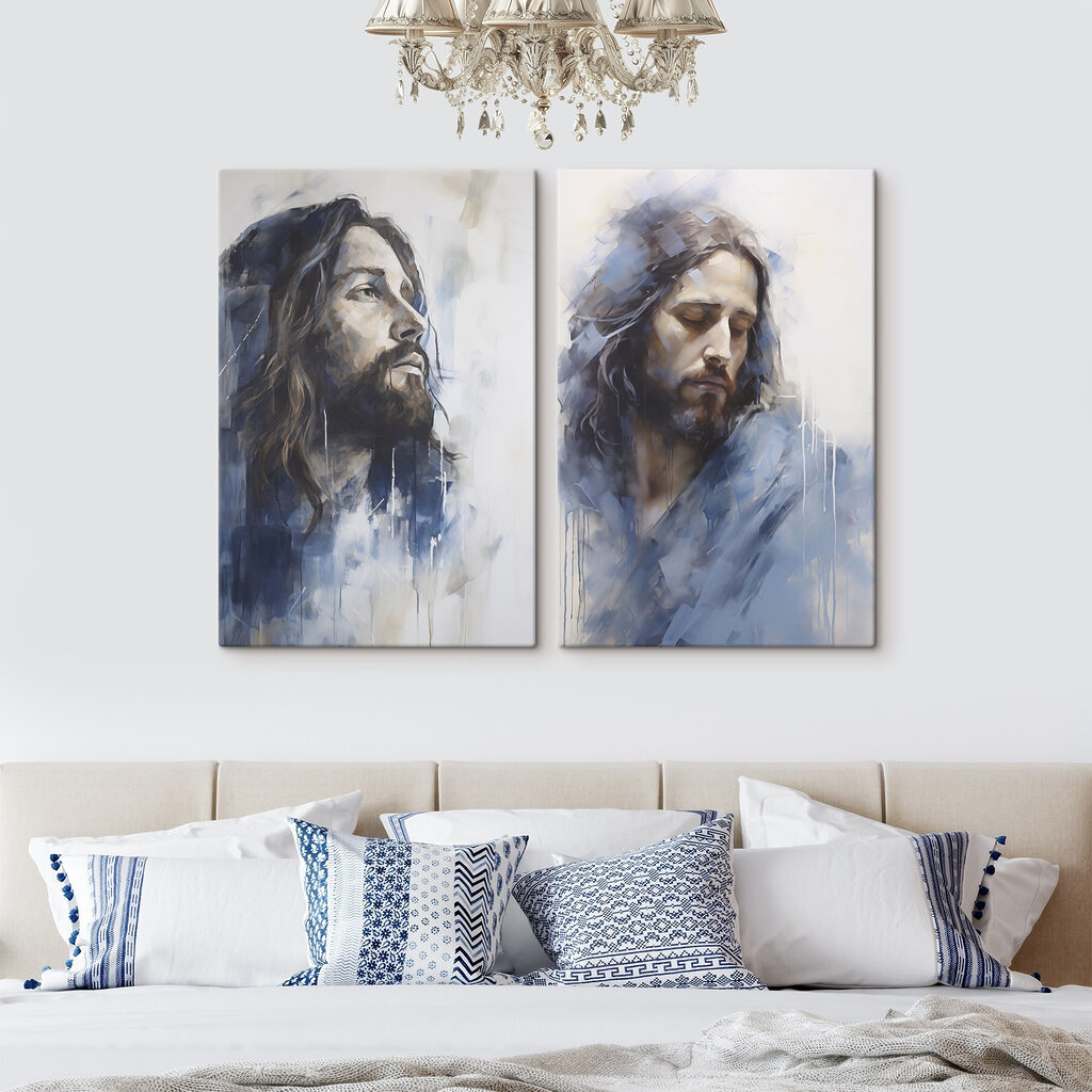Homme et brume bleue dans un intérieur