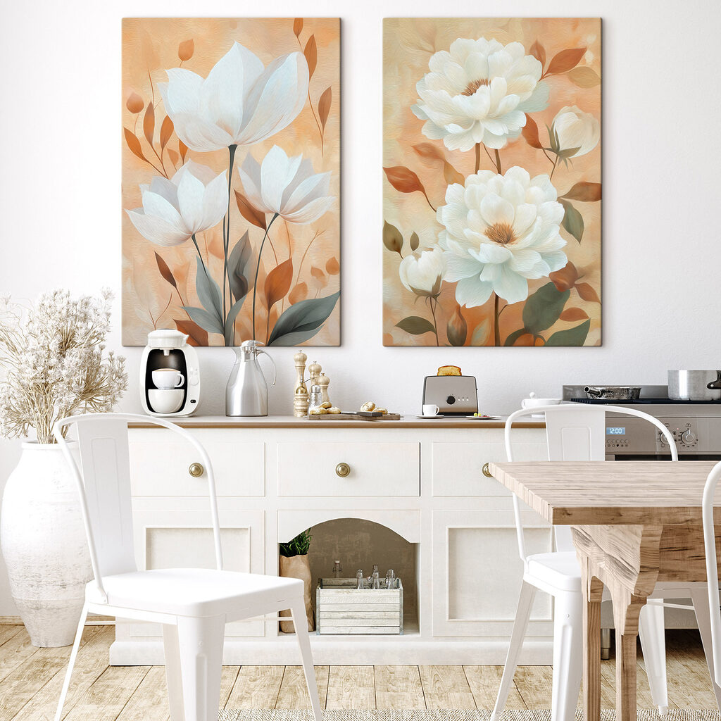 Fleurs blanches sur orange — intérieur 2