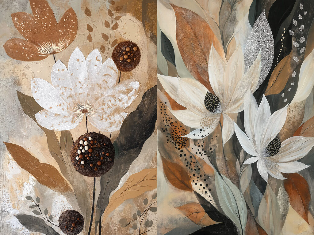 Fleurs et pointillés — motif complet