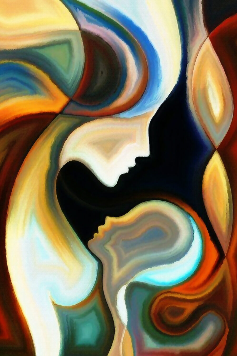 Visages qui se fondent — motif complet