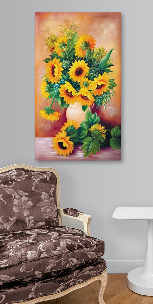 Tournesols dans un vase — intérieur 3