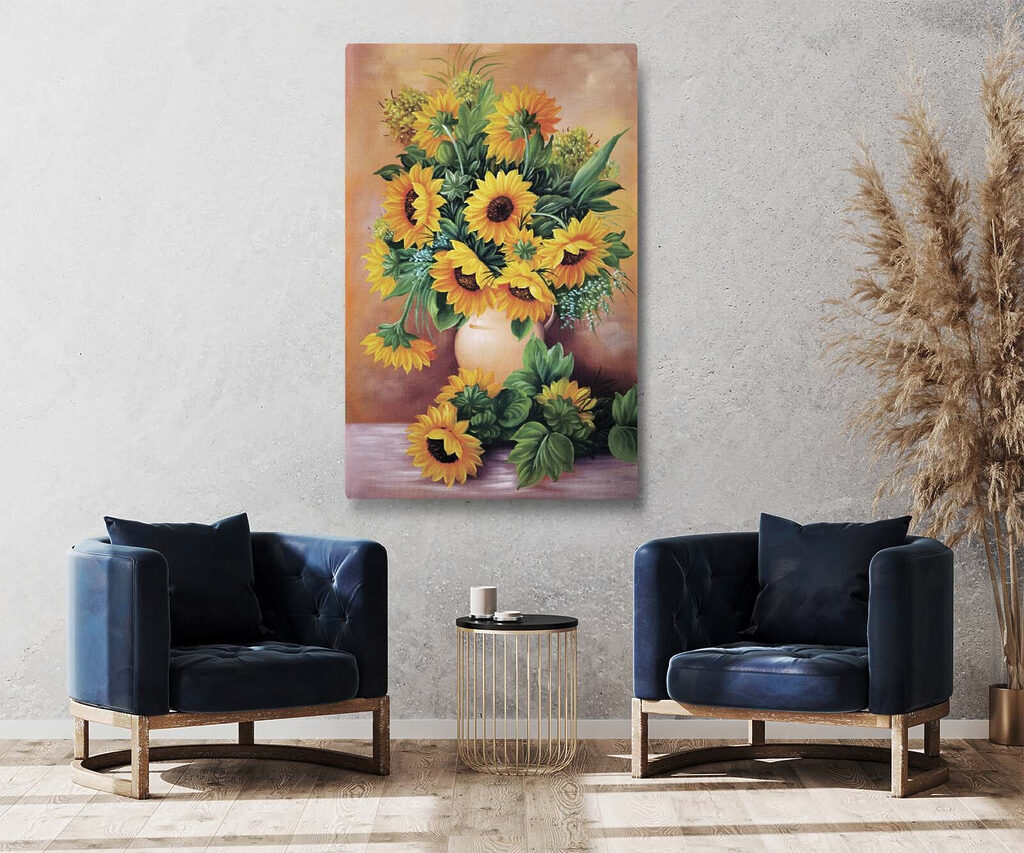 Tournesols dans un vase — intérieur 5