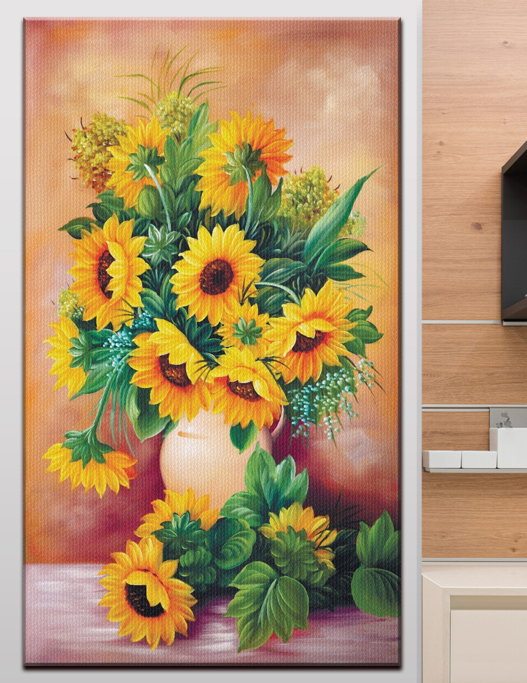 Tournesols dans un vase — intérieur 1