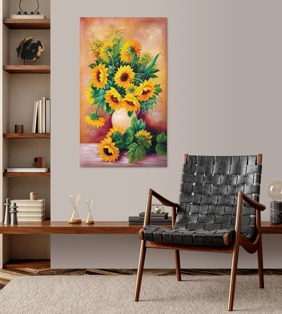Tournesols dans un vase — intérieur 2