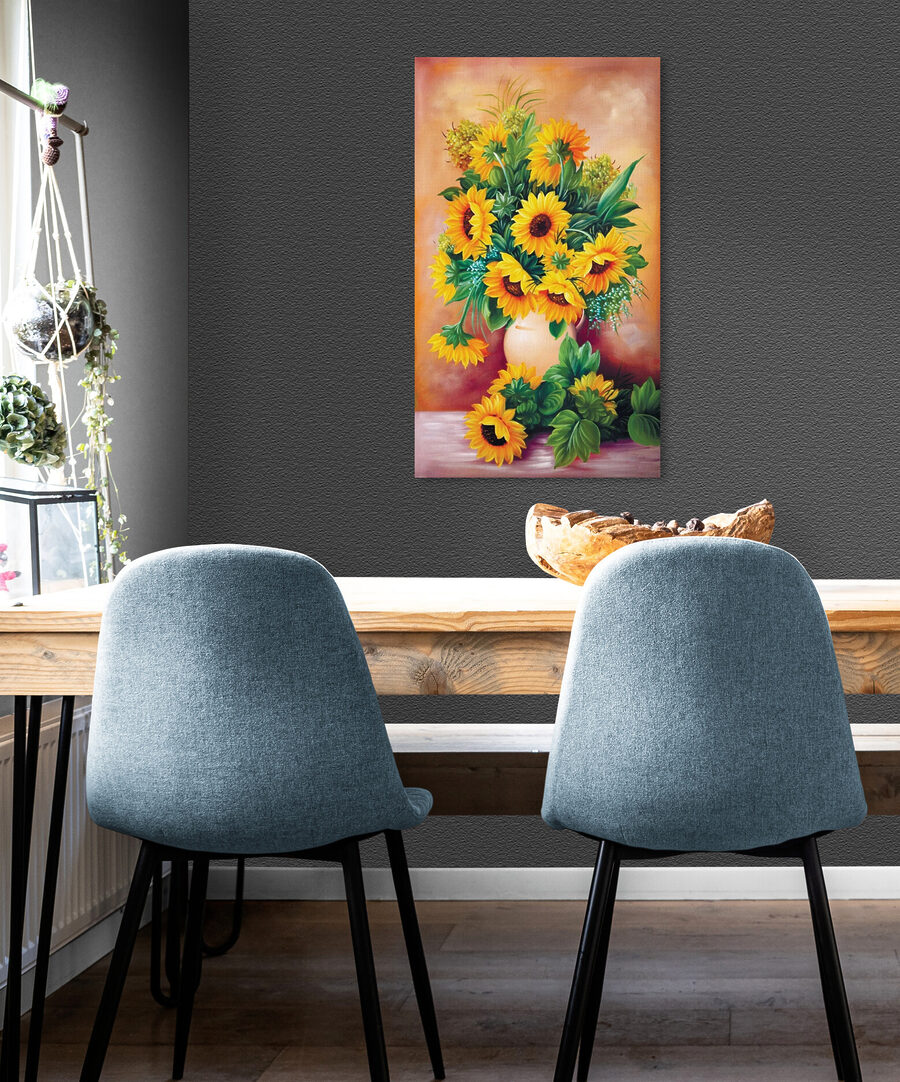 Tournesols dans un vase — intérieur 4