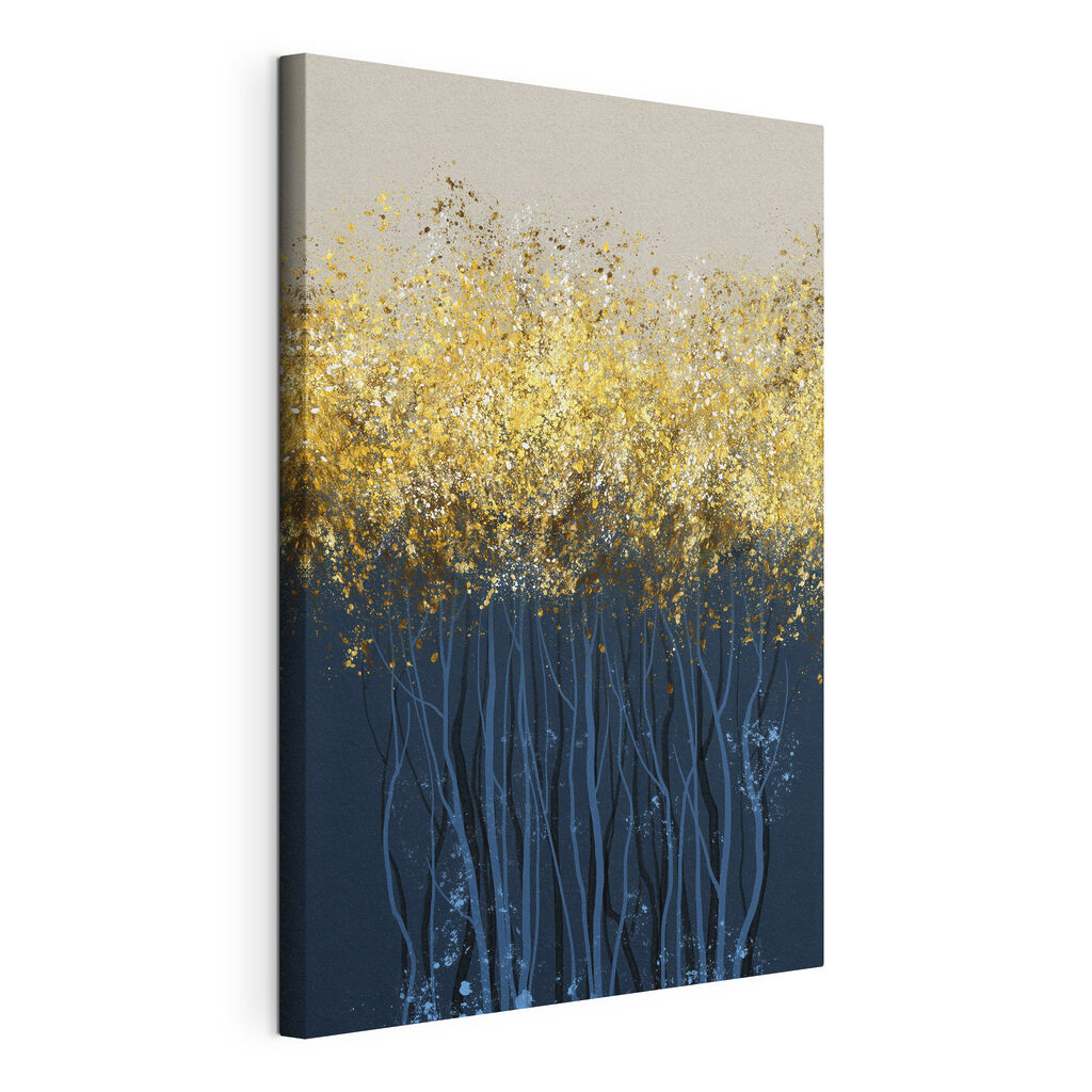Cimes de lumière dorée, toile tendue et bord enveloppé