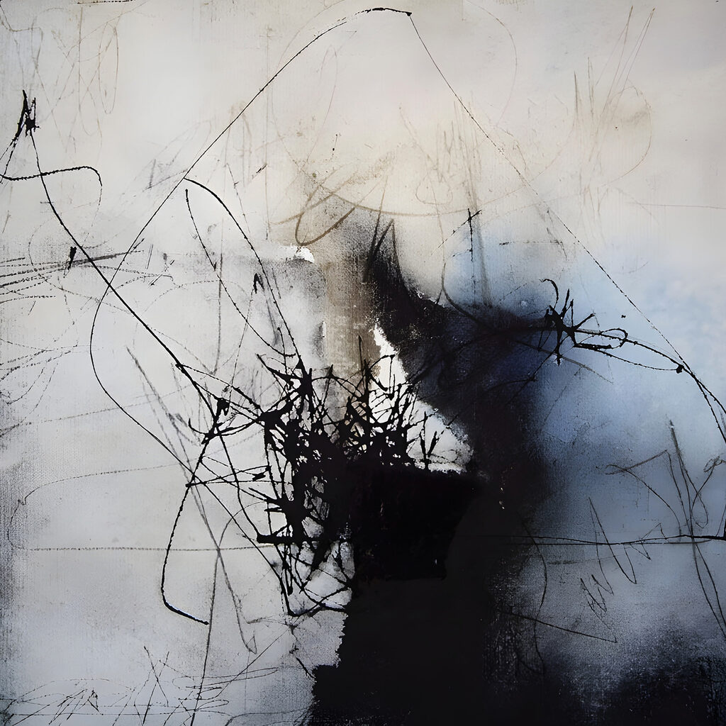 Traces d’encre sur gris — motif complet