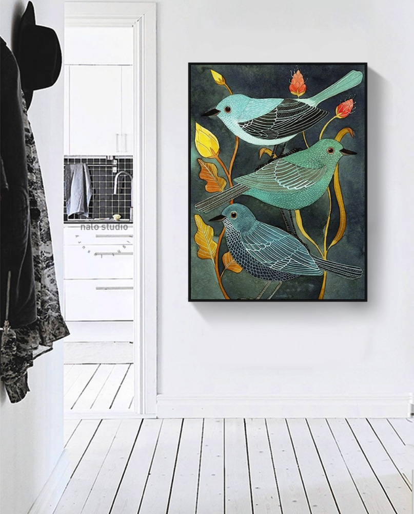 Oiseaux aux plumages ludiques — intérieur 1