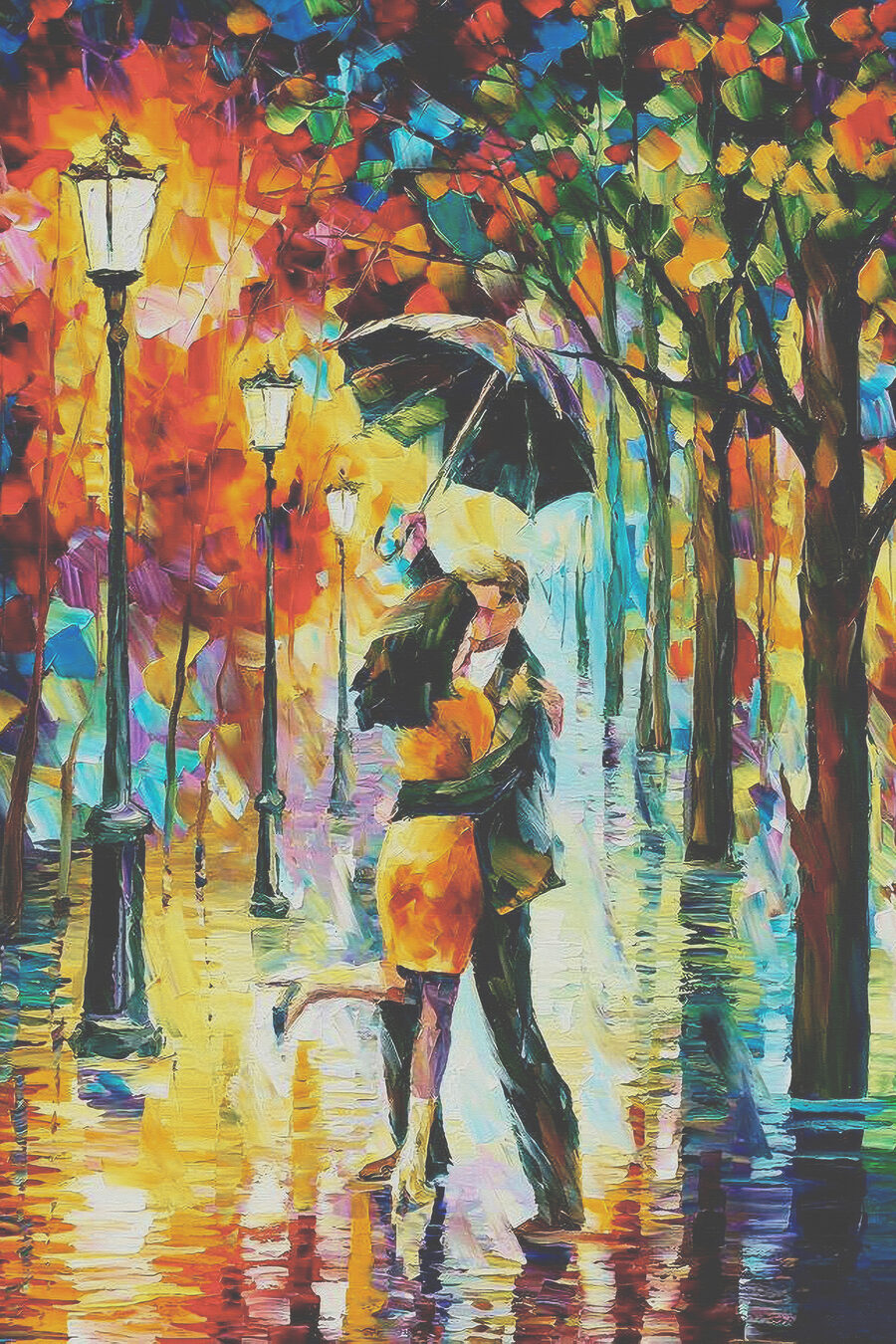Baiser sous la pluie — motif complet