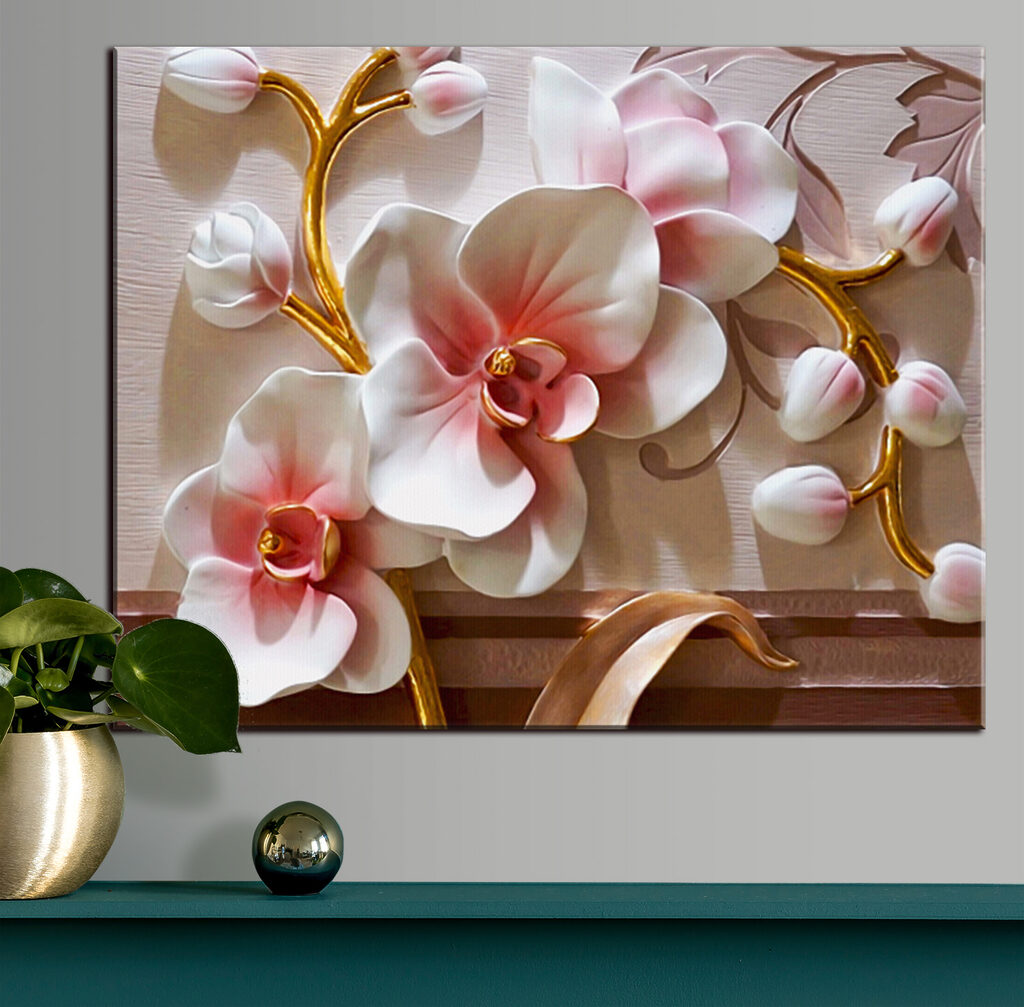 Orchidées en lumière rose — intérieur 1
