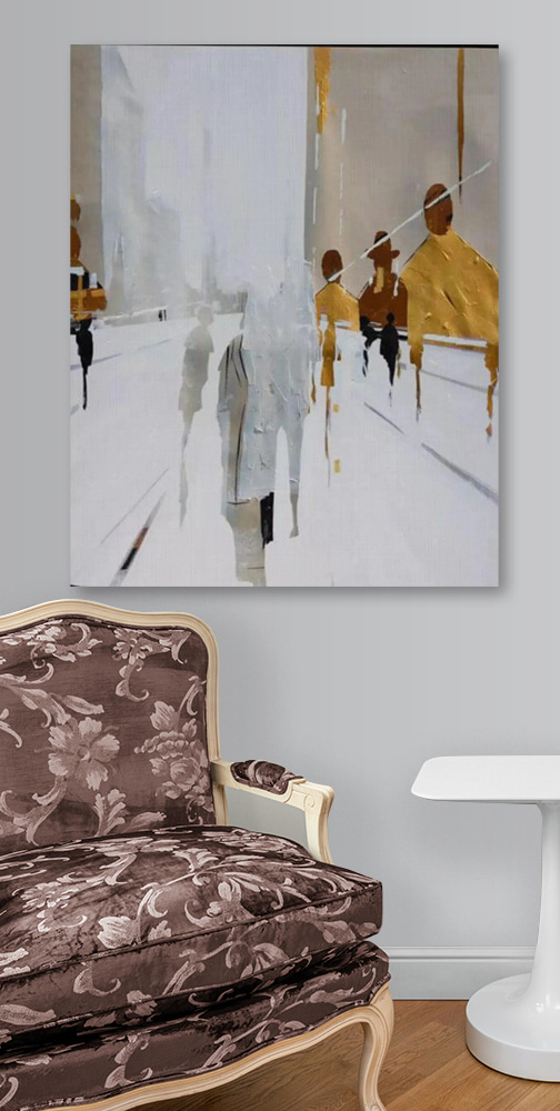 Rues blanches et passants — intérieur 2