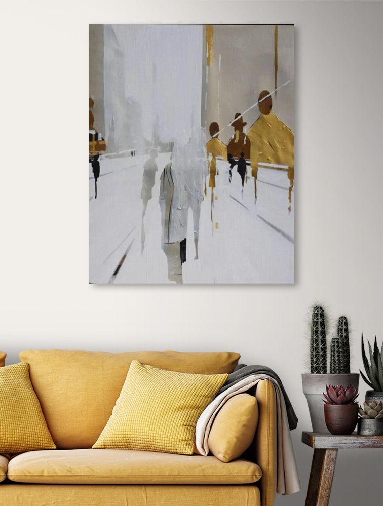 Rues blanches et passants — intérieur 4