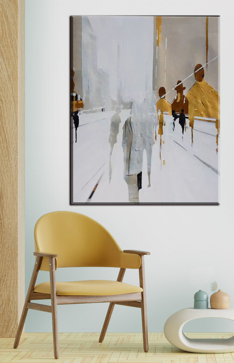Rues blanches et passants — intérieur 1