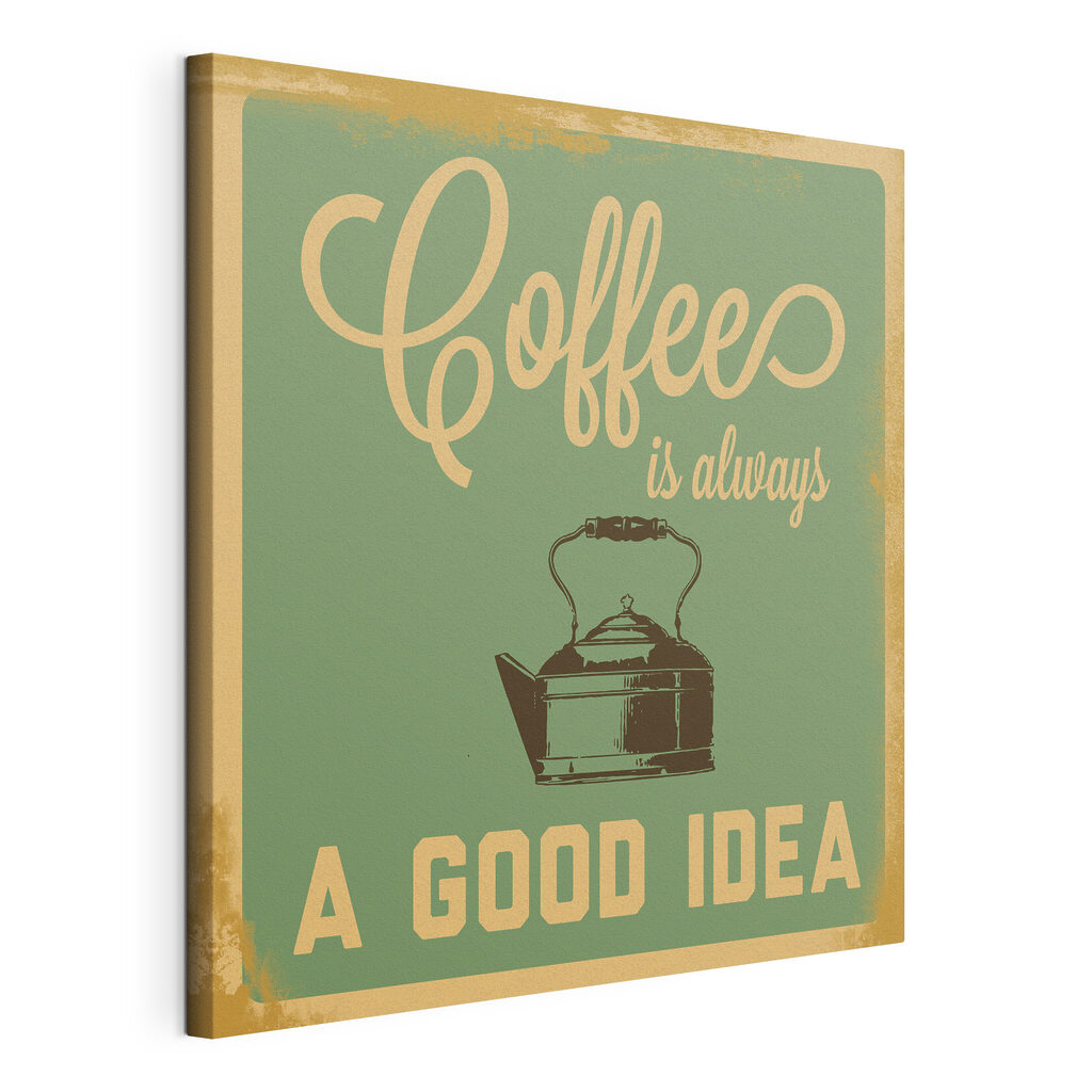 Toujours l’heure du café, toile tendue et bord enveloppé