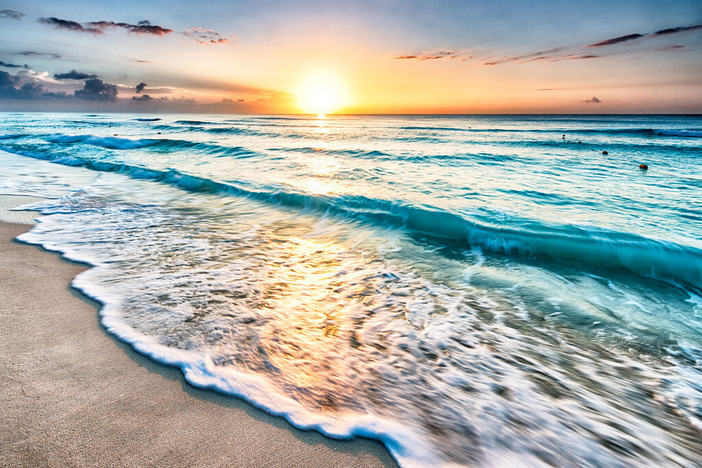 Soleil sur les vagues — motif complet