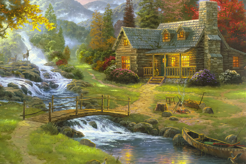 Maisonnette près des cascades — motif complet