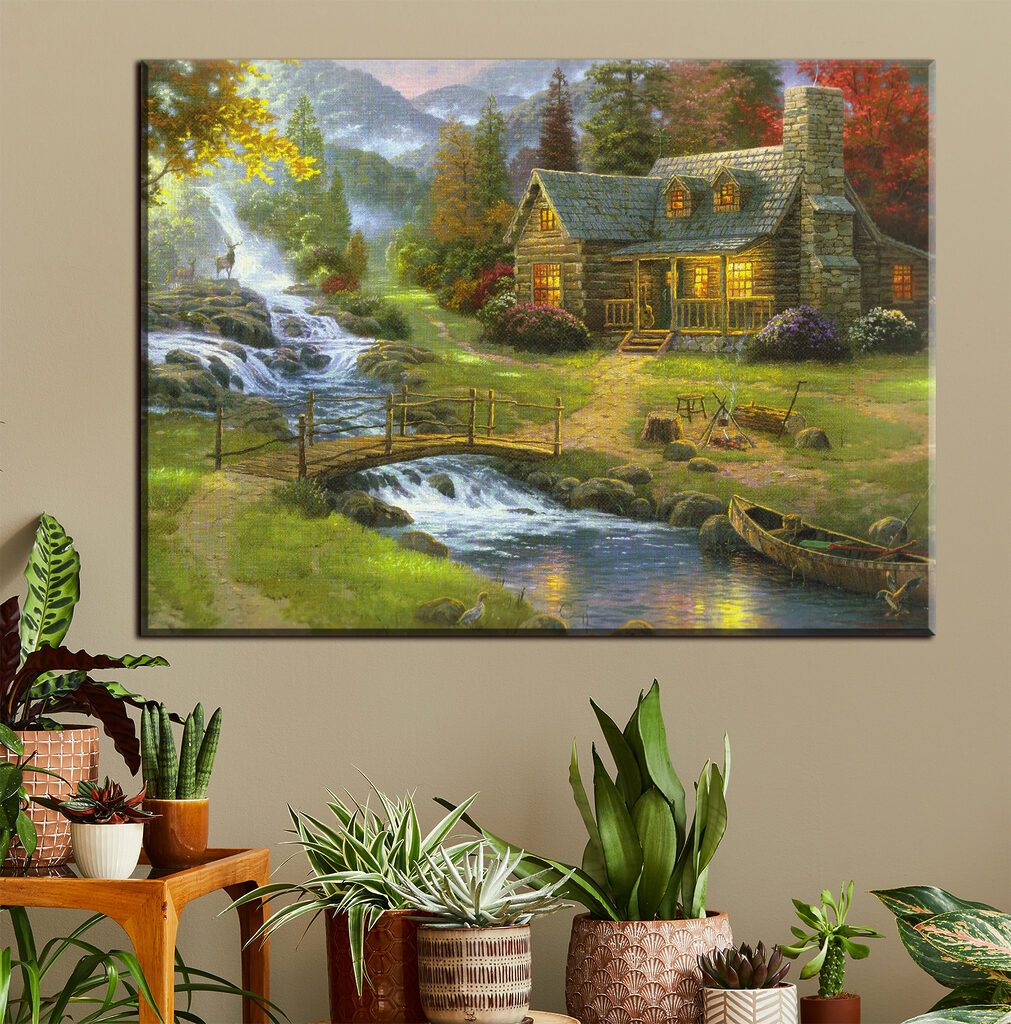 Maisonnette près des cascades dans un intérieur