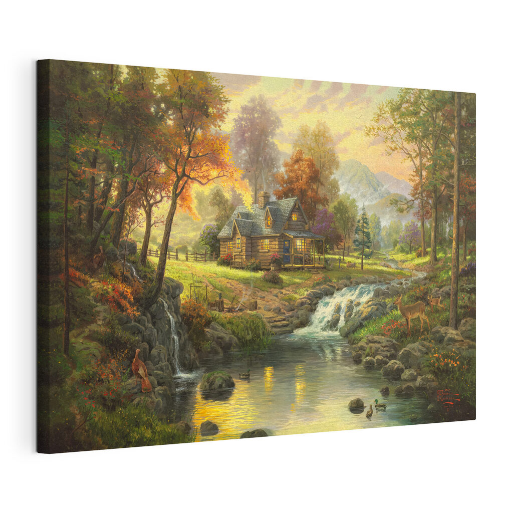 La maisonnette du ruisseau, toile tendue et bord enveloppé