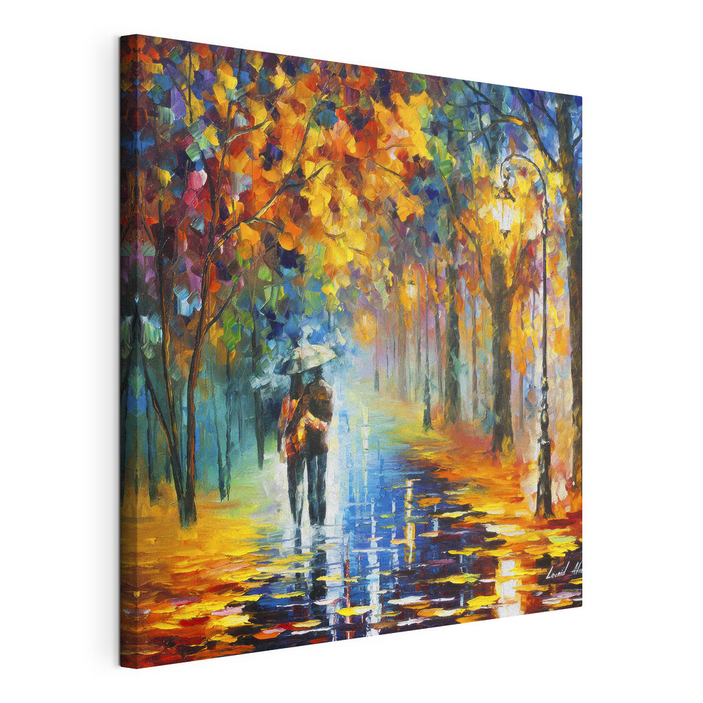 Pluie d’automne à deux, toile tendue et bord enveloppé