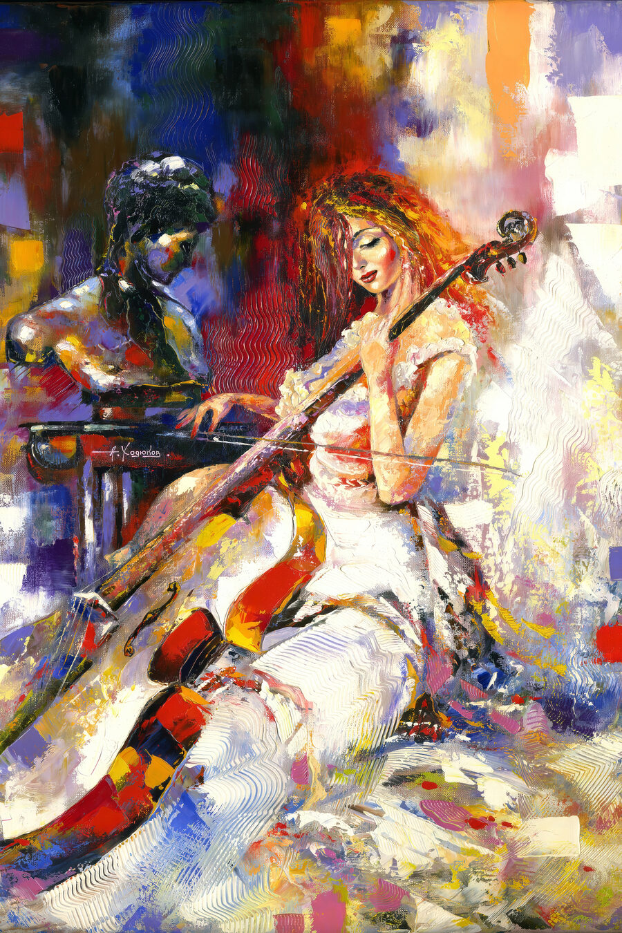 Violoncelle en mouvement — motif complet