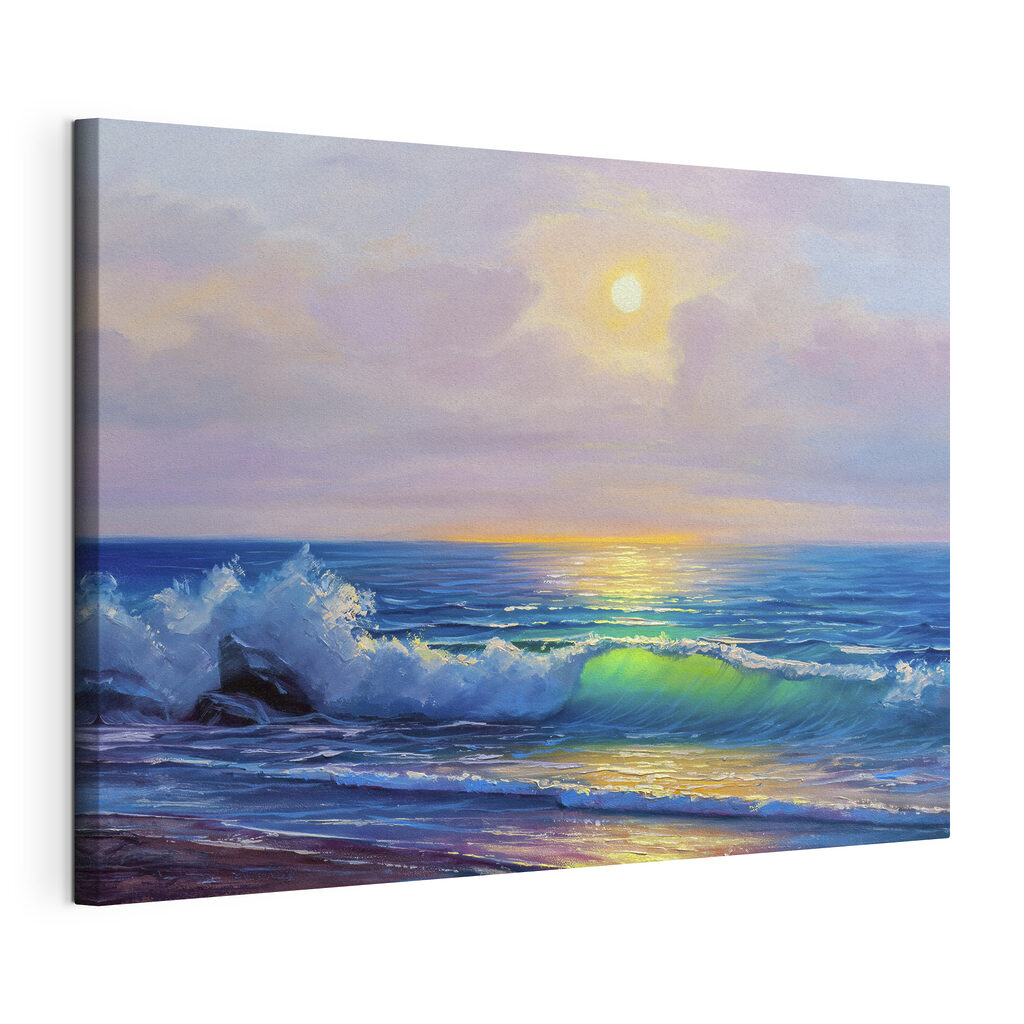 Vague au soleil, toile tendue et bord enveloppé
