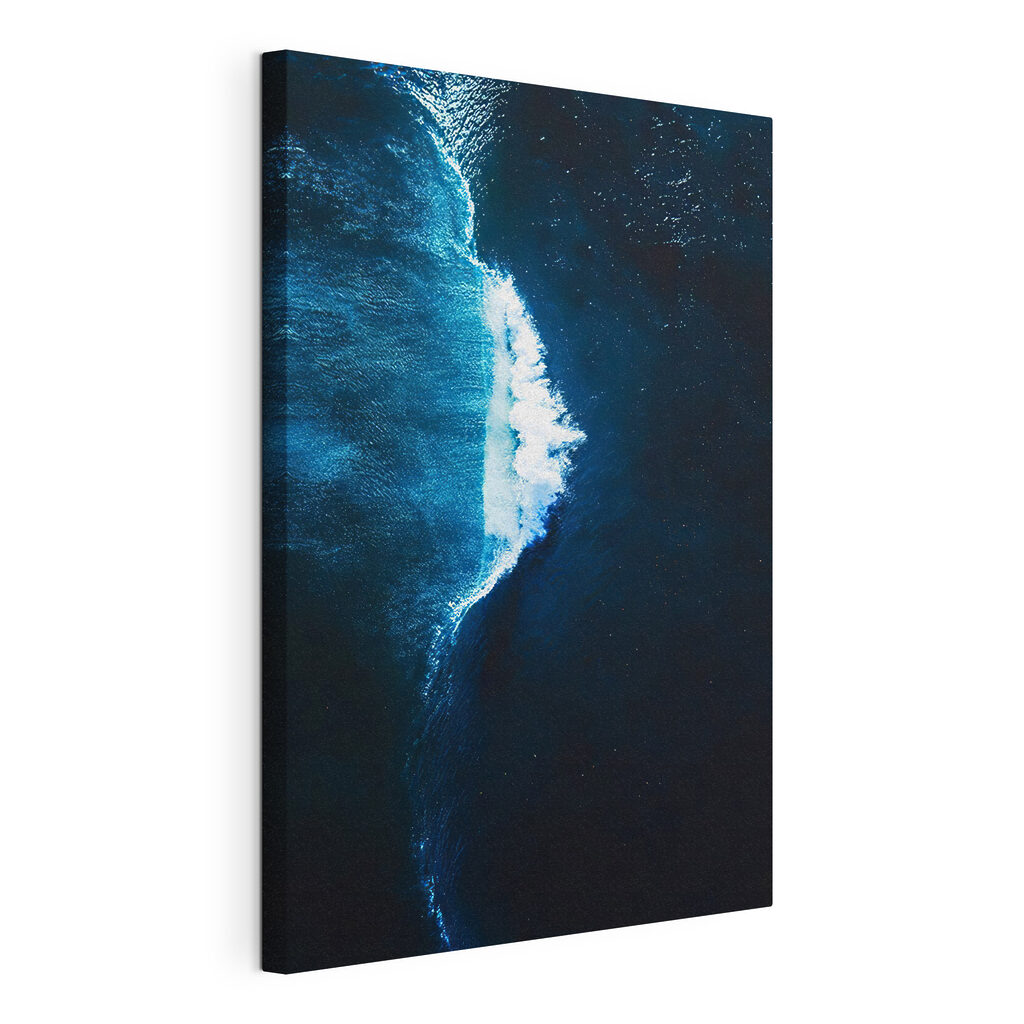 Vague bleu nuit, toile tendue et bord enveloppé