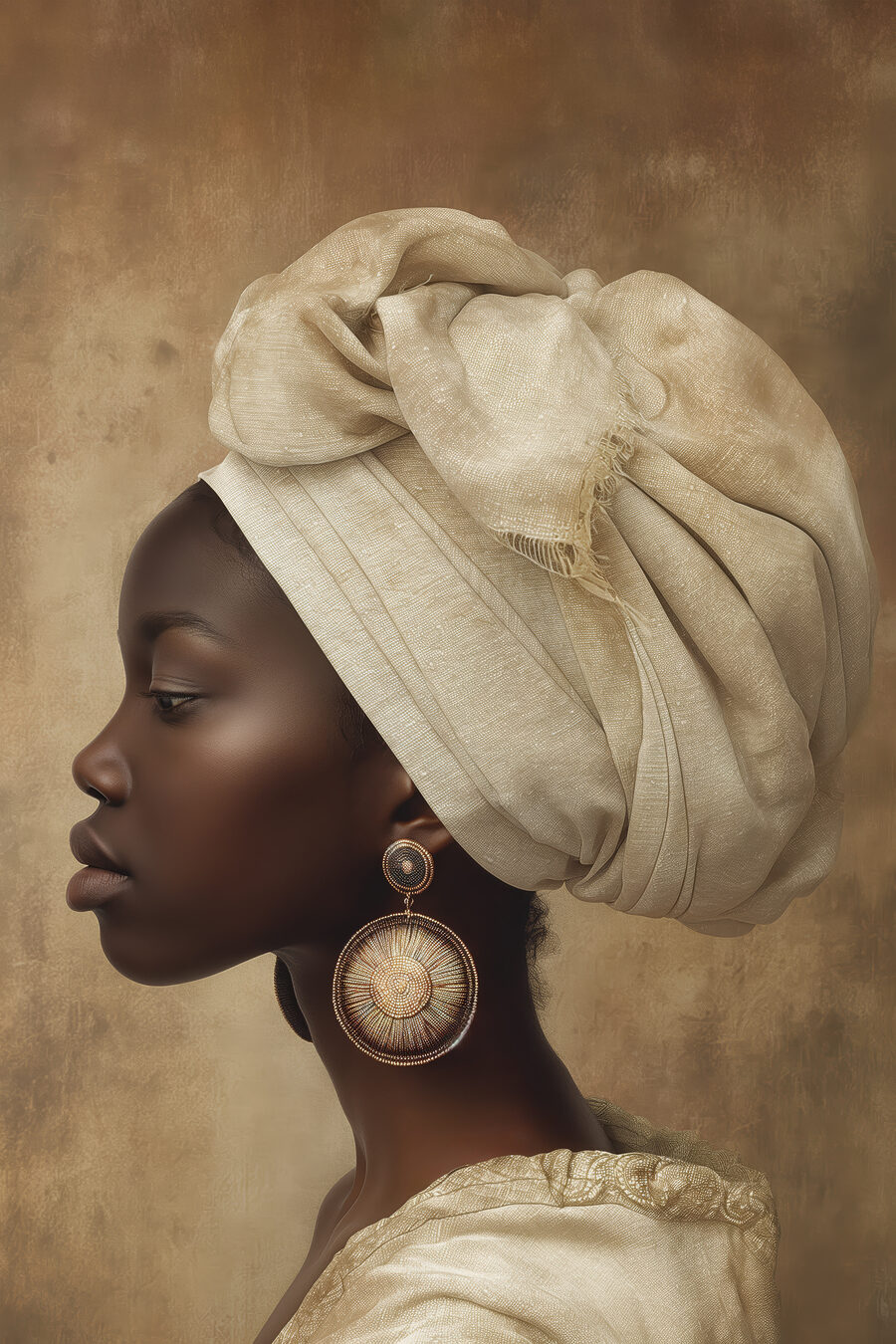 Profil au foulard — motif complet
