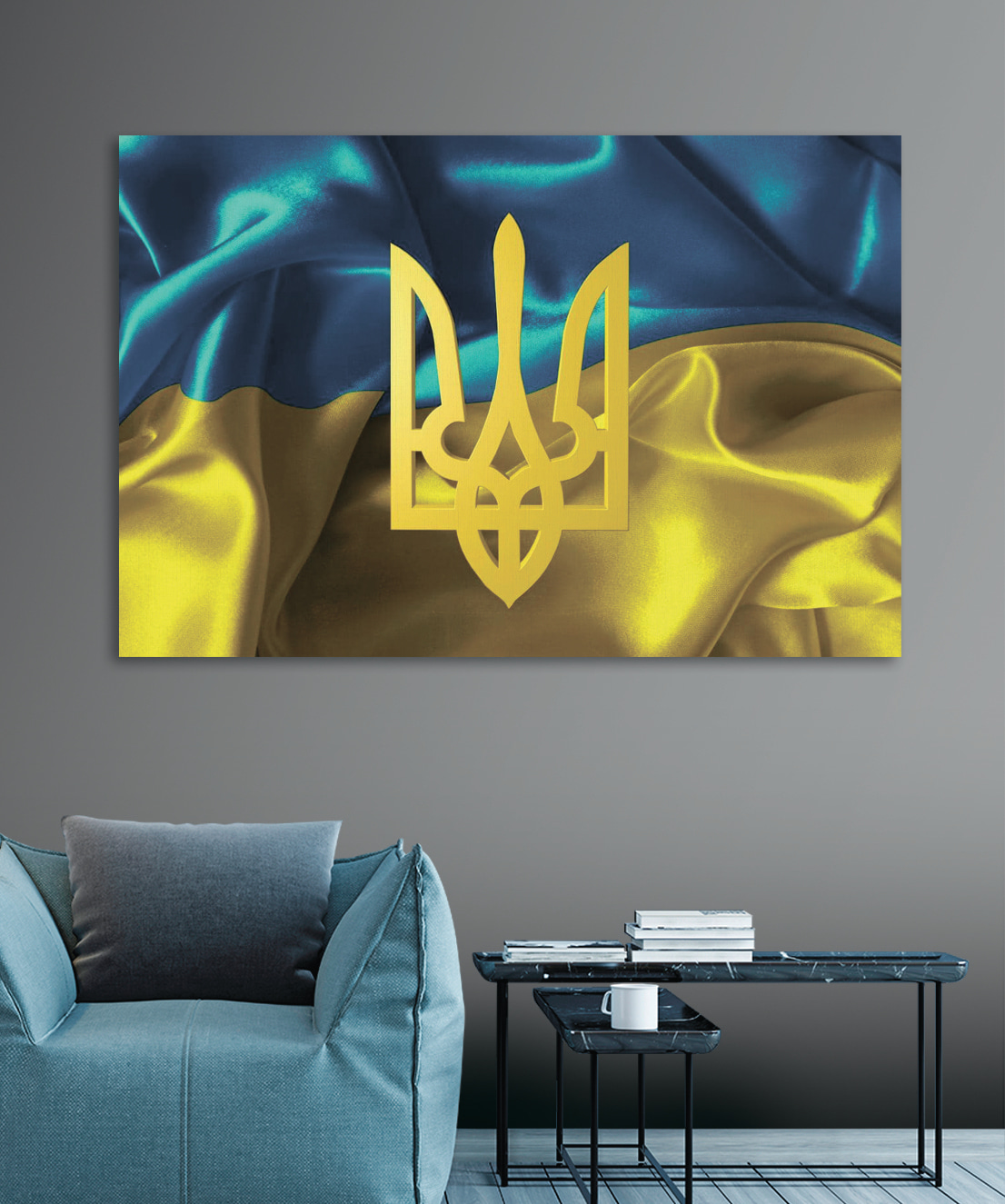 Drapeau ukrainien au trident — intérieur 3