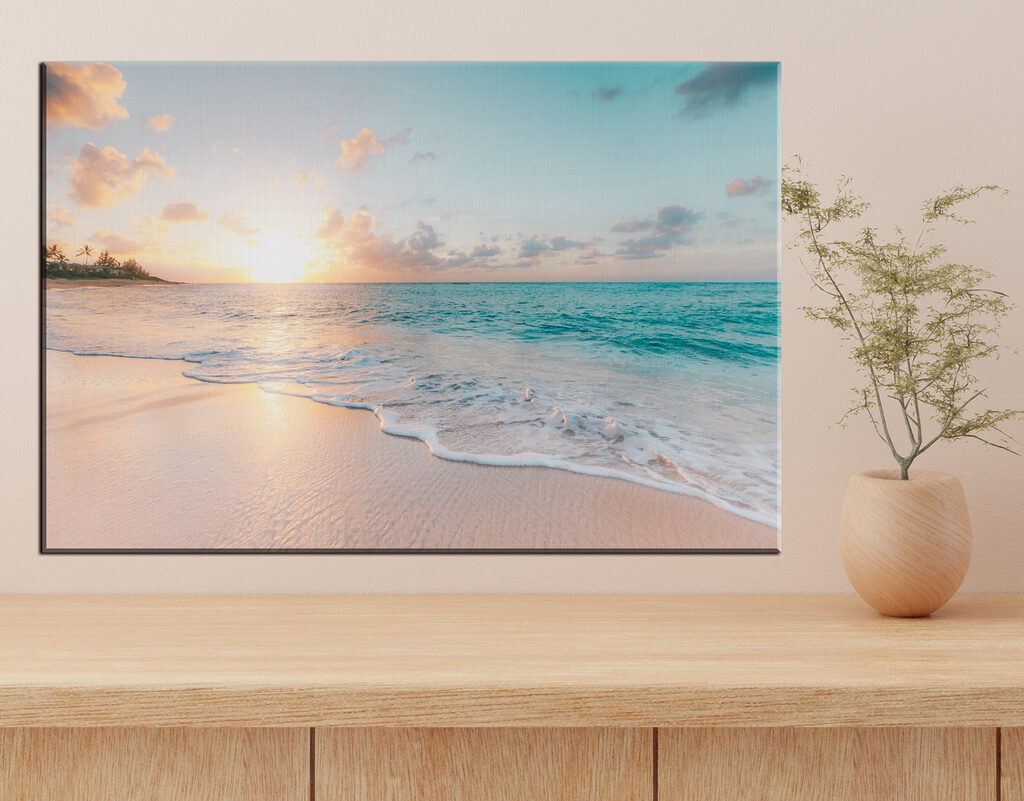 Aube sur la plage dans un intérieur