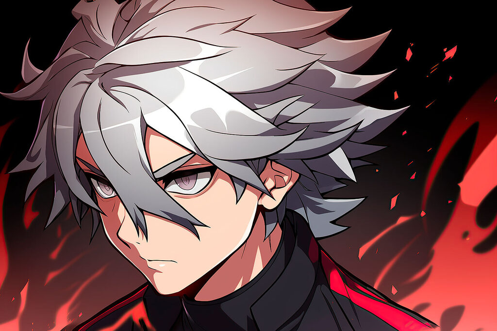 Personnage d’anime en rouge — motif complet