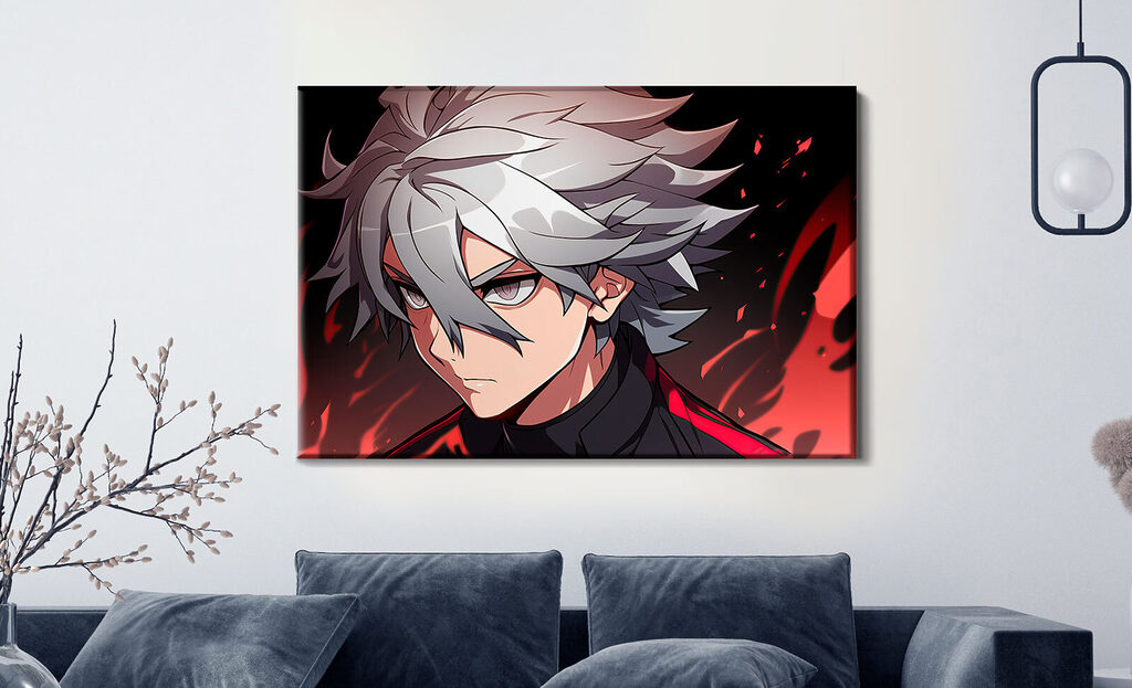 Personnage d’anime en rouge — intérieur 1