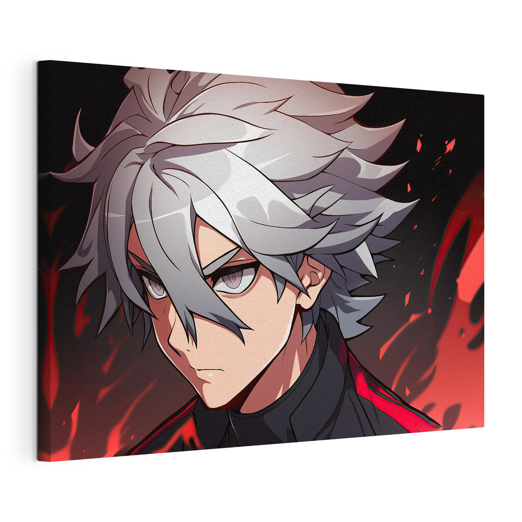 Personnage d’anime en rouge, toile tendue et bord enveloppé