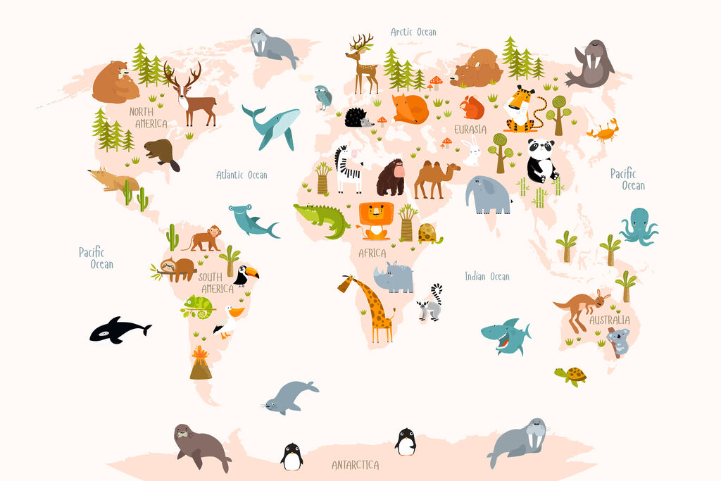 Carte du monde aquarellée — motif complet