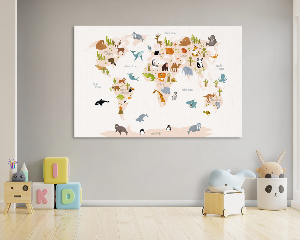 Carte du monde aquarellée — intérieur 3