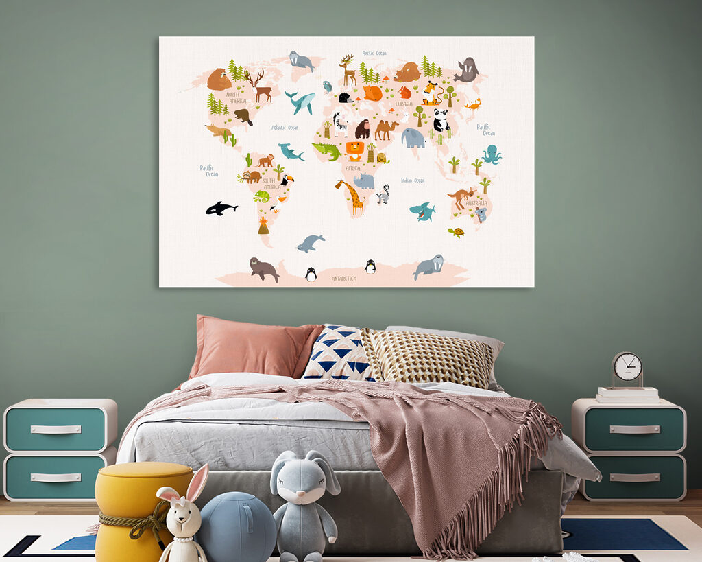 Carte du monde aquarellée — intérieur 5