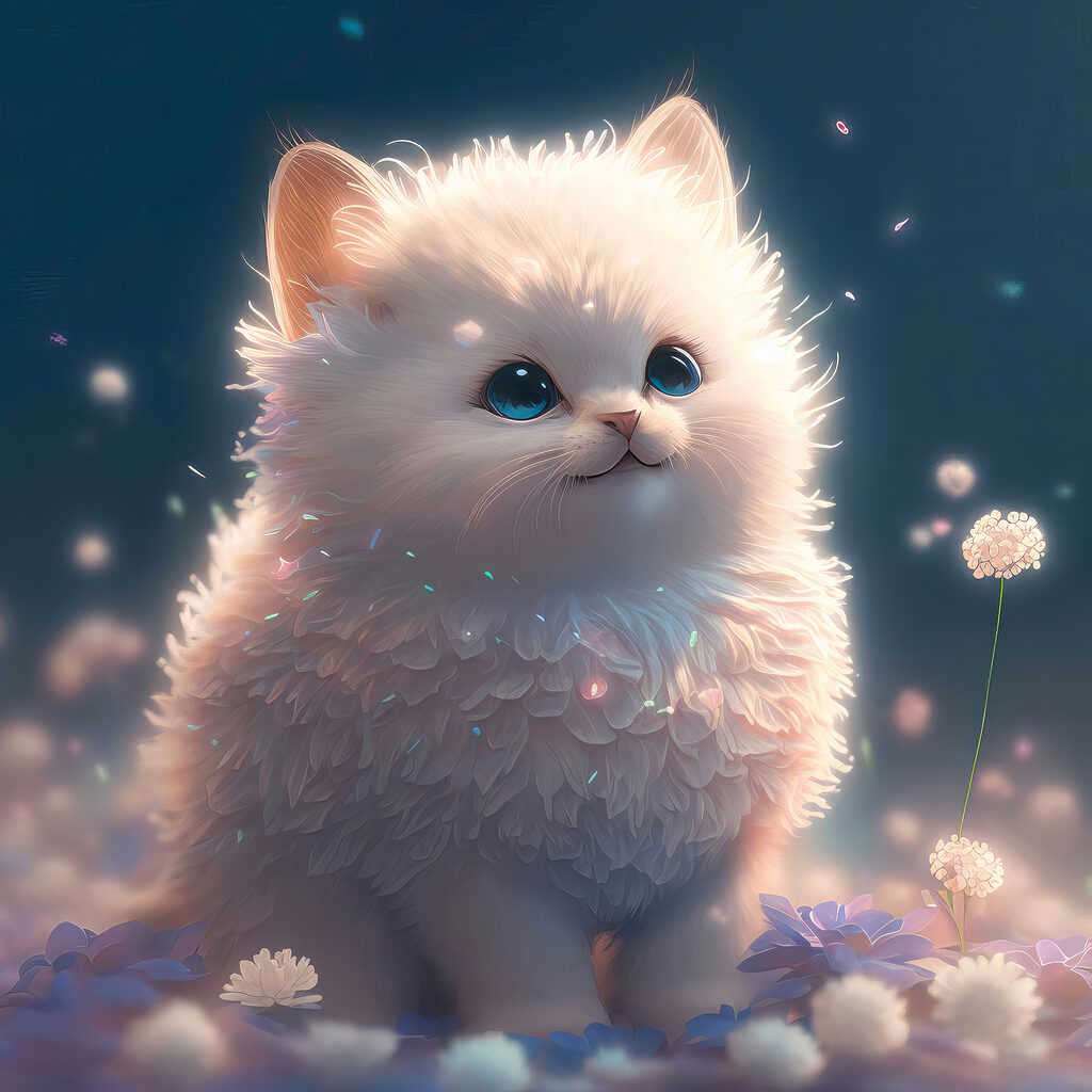 Chaton parmi les étincelles — motif complet