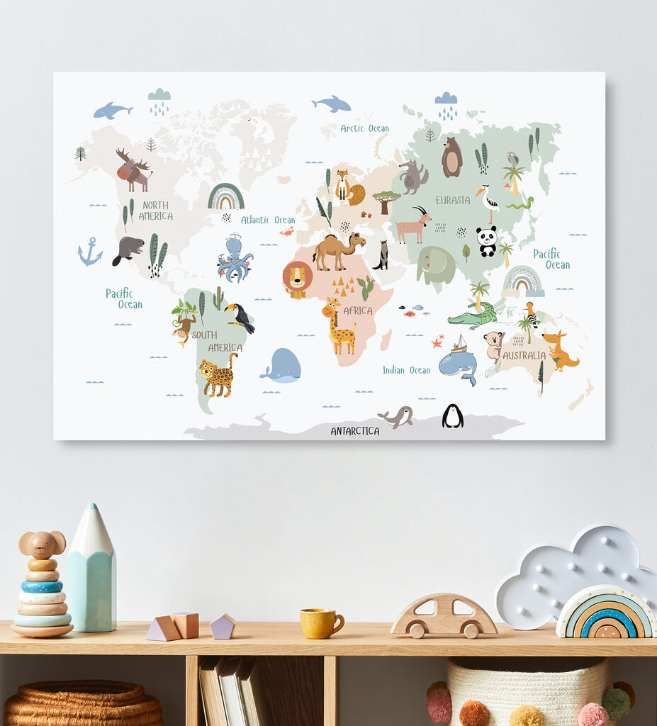 Un monde d’animaux amis dans un intérieur