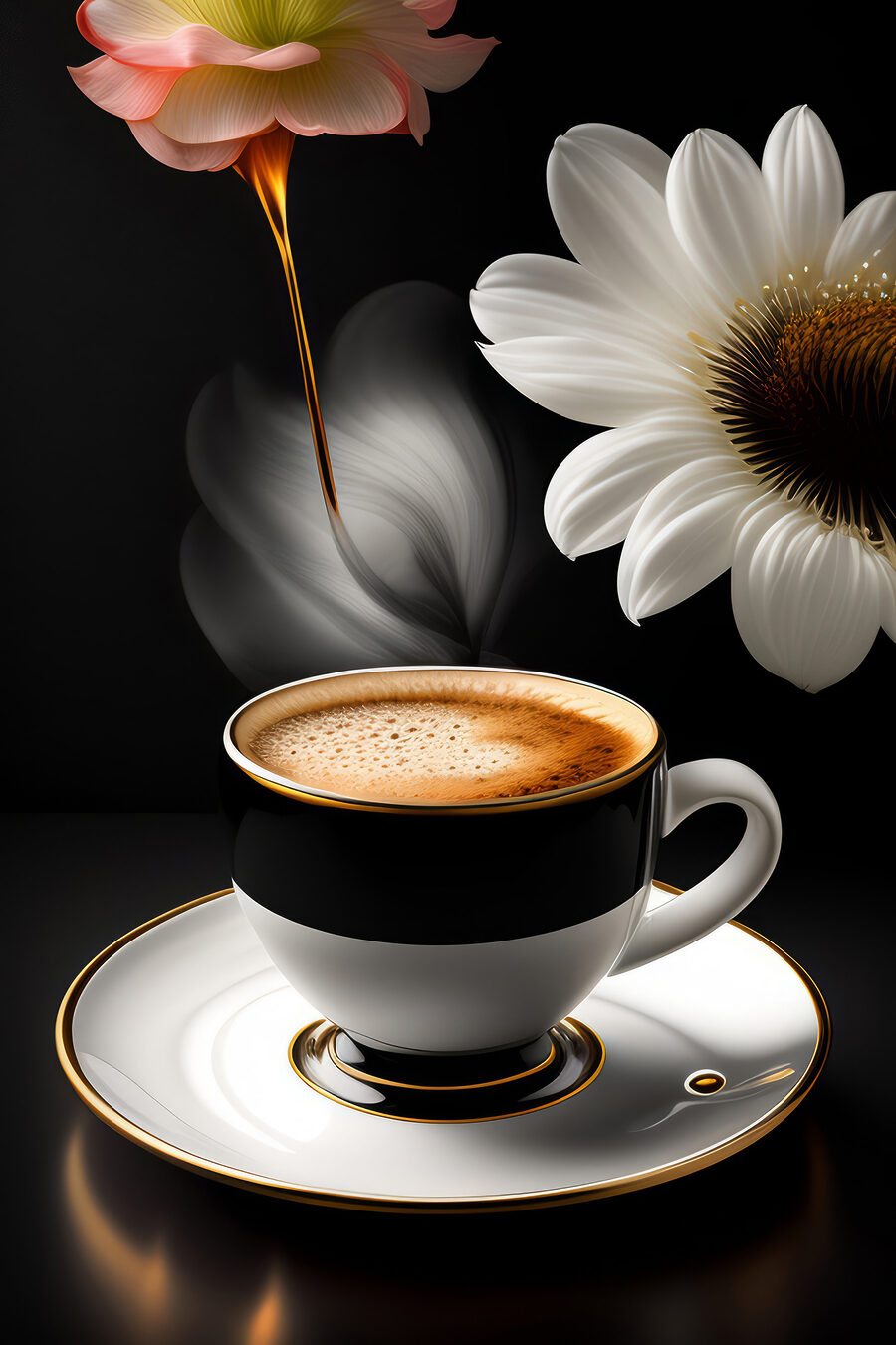 Fleurs et café noir — motif complet
