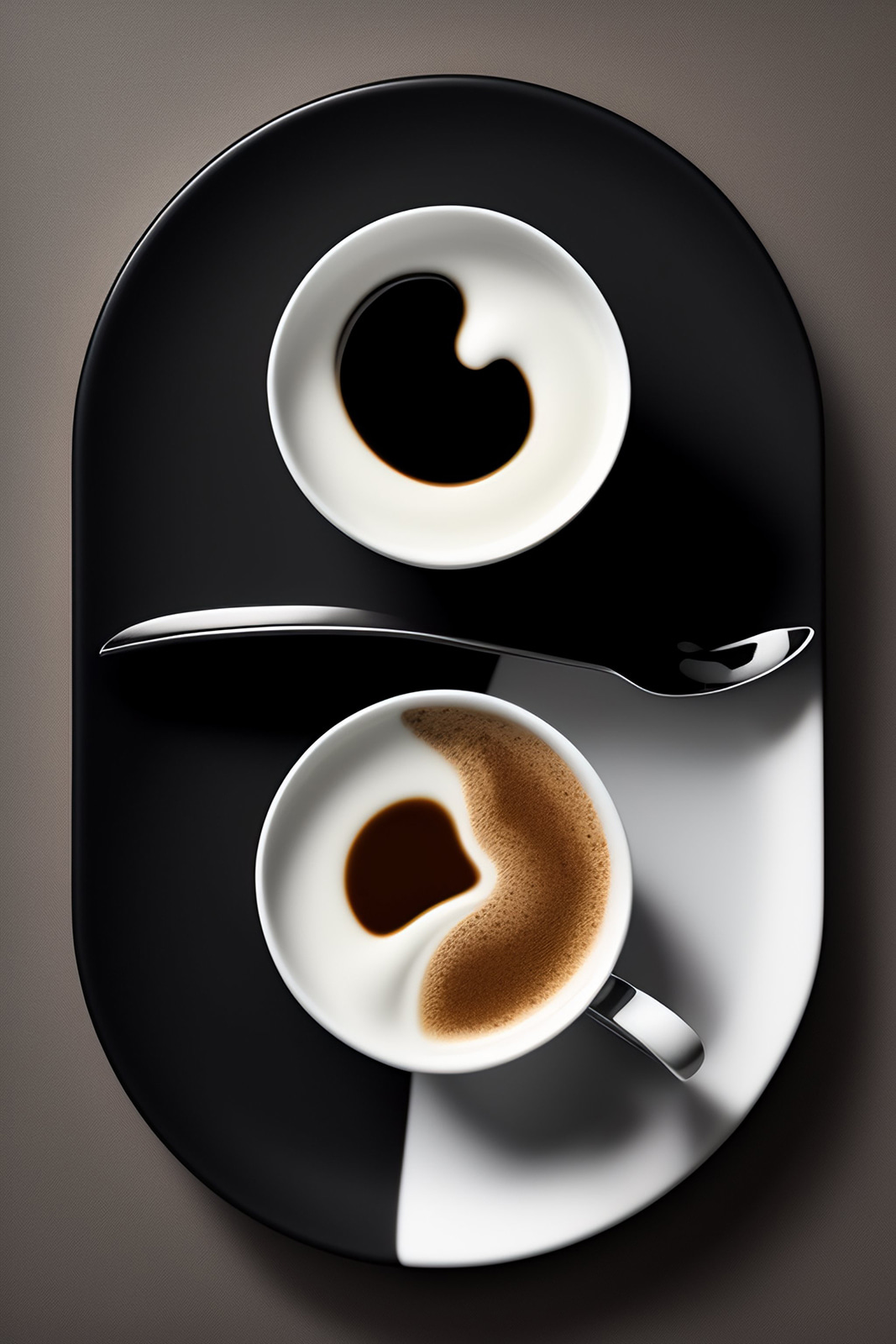 Deux tasses en équilibre — motif complet