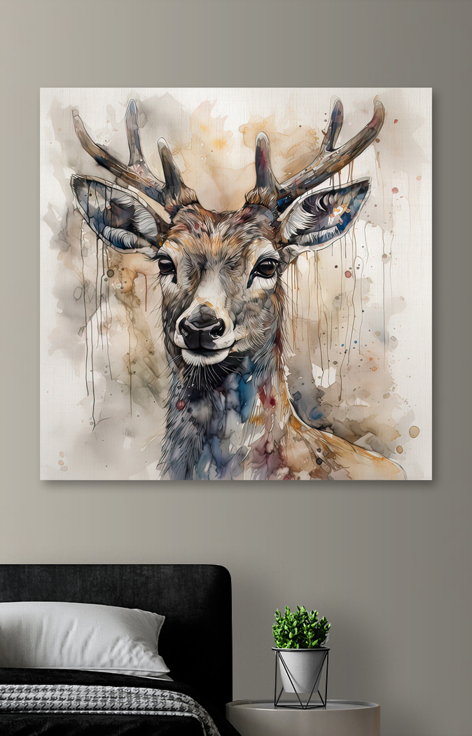 Cerf à l’encre douce dans un intérieur