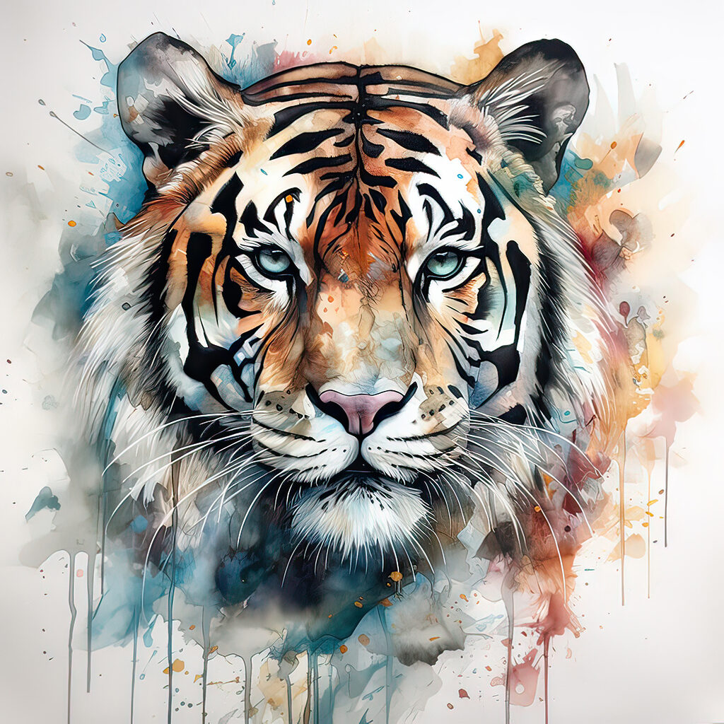 Tigre aux couleurs froides — motif complet